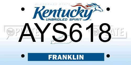 AYS618 Kentucky License Plate