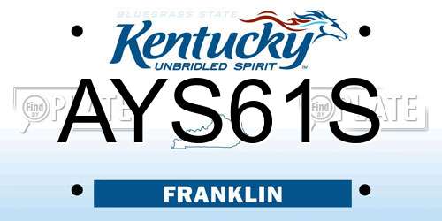 AYS61S Kentucky License Plate