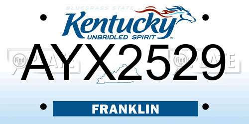 AYX2529 Kentucky License Plate