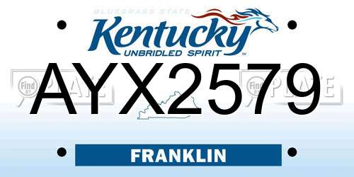 AYX2579 Kentucky License Plate
