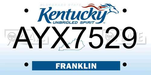 AYX7529 Kentucky License Plate