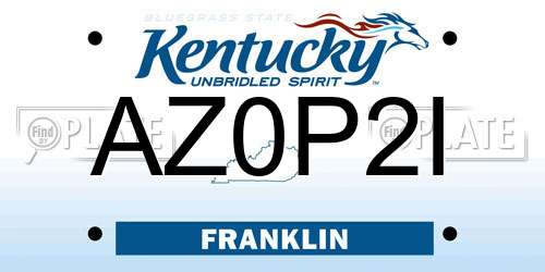 AZ0P2I Kentucky License Plate