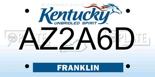 AZ2A6D Kentucky License Plate