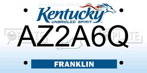 AZ2A6Q Kentucky License Plate