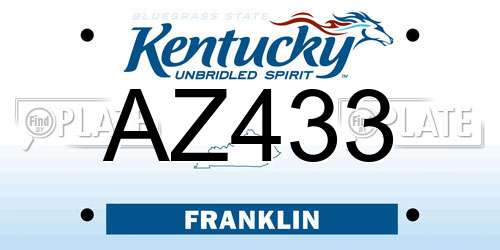 AZ433 Kentucky License Plate