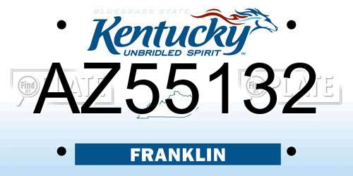 AZ55132 Kentucky License Plate