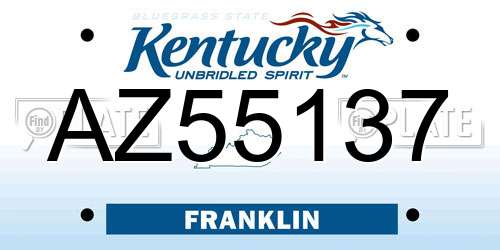 AZ55137 Kentucky License Plate