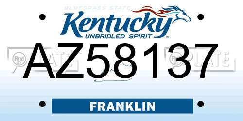 AZ58137 Kentucky License Plate