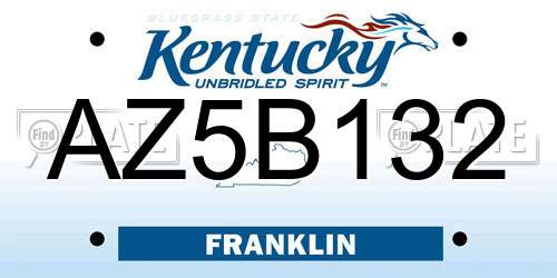 AZ5B132 Kentucky License Plate