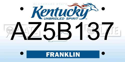 AZ5B137 Kentucky License Plate