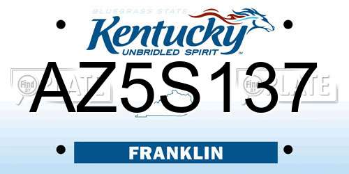 AZ5S137 Kentucky License Plate