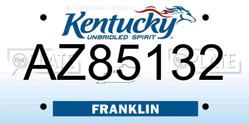 AZ85132 Kentucky License Plate