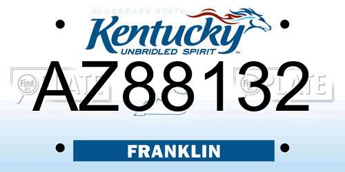 AZ88132 Kentucky License Plate
