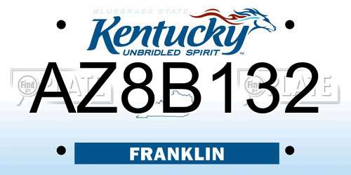 AZ8B132 Kentucky License Plate