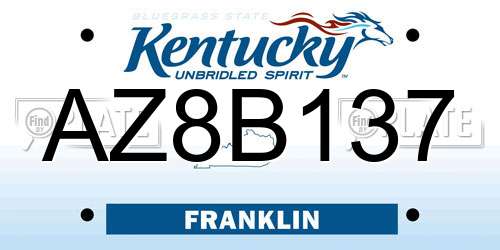 AZ8B137 Kentucky License Plate