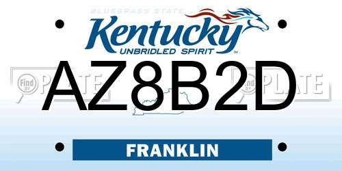 AZ8B2D Kentucky License Plate