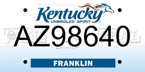 AZ98640 Kentucky License Plate