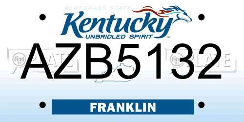 AZB5132 Kentucky License Plate