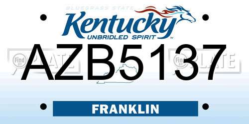 AZB5137 Kentucky License Plate