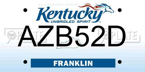 AZB52D Kentucky License Plate