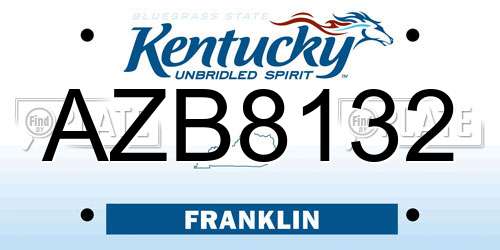 AZB8132 Kentucky License Plate