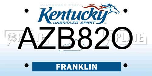 AZB82O Kentucky License Plate