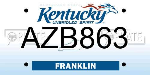 AZB863 Kentucky License Plate
