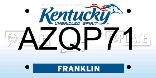 AZQP71 Kentucky License Plate