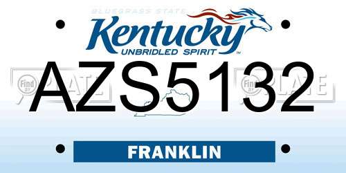 AZS5132 Kentucky License Plate