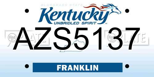 AZS5137 Kentucky License Plate