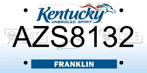 AZS8132 Kentucky License Plate