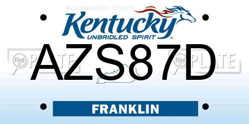 AZS87D Kentucky License Plate