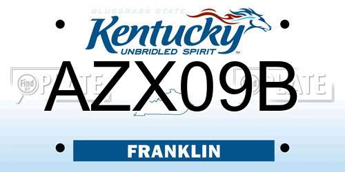 AZX09B Kentucky License Plate