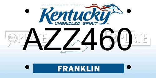 AZZ460 Kentucky License Plate