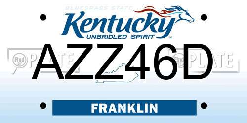 AZZ46D Kentucky License Plate