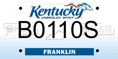 B0110S Kentucky License Plate
