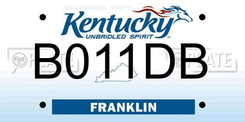 B011DB Kentucky License Plate