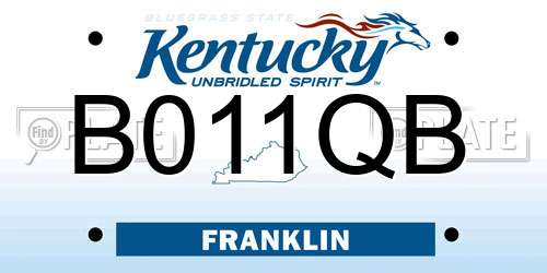B011QB Kentucky License Plate