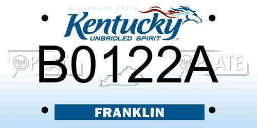 B0122A Kentucky License Plate