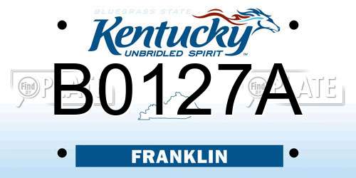 B0127A Kentucky License Plate