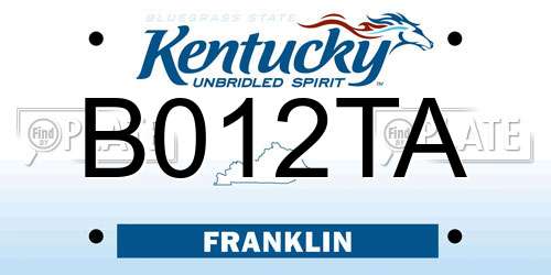B012TA Kentucky License Plate