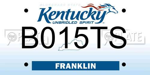 B015TS Kentucky License Plate