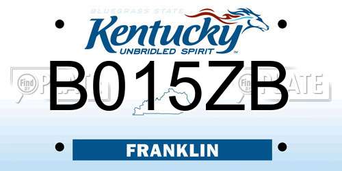 B015ZB Kentucky License Plate