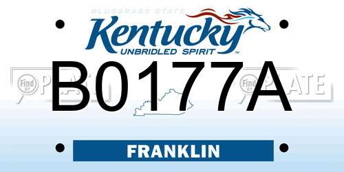 B0177A Kentucky License Plate