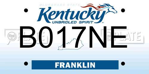 B017NE Kentucky License Plate
