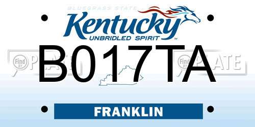 B017TA Kentucky License Plate