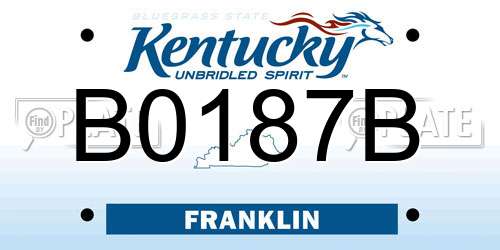 B0187B Kentucky License Plate