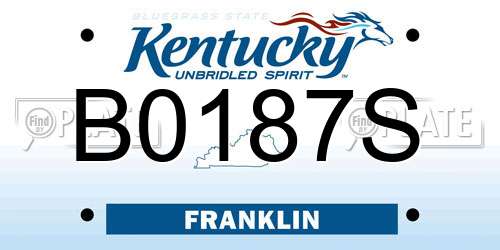 B0187S Kentucky License Plate