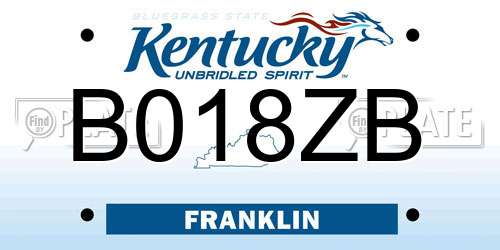 B018ZB Kentucky License Plate