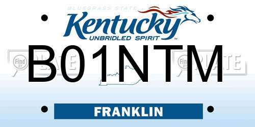 B01NTM Kentucky License Plate